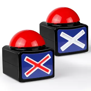 2 Pack Light-up LED Light Buzzers Buttons - Game Buzzer with Sound - Quiz Button for Game Night - Family Game Show Buzzers, Party Activities, Party Event Props