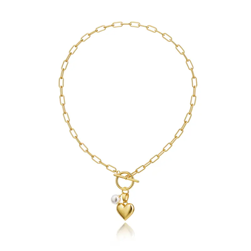 Tewiky Necklace for Women Trendy Layered Pendant Necklaces Dainty Chain Heart Paperclip Snake Necklace Thick T bar Coin Necklace for Women Jewelry For Valentine's Day Dainty Layering Jewelry Exquisite Chain Jewelry