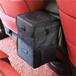 Car Trash Can with Lid - Truck Trash Bin Storage Bag, Automotive Garbage Can Waterproof, Collapsible Interior Car Accessories for Women Men Road Trip Essentials