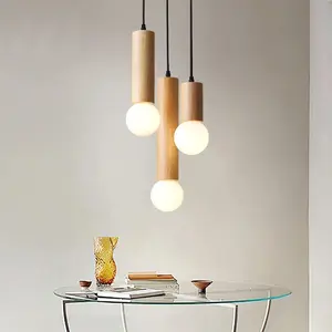 Modern Simple LED Raw Wood Pendant Light, Milk Glass, Column Shape, Wall Mounted, Suitable for Restaurant Bar Stairs Living Room Bedroom Cafe