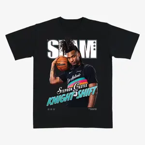 SLAM Stephon Castle “Night Shift” Basketball T-Shirt – Retro Graphic Tee for Fans of SA Spurs Star Stephon Castle