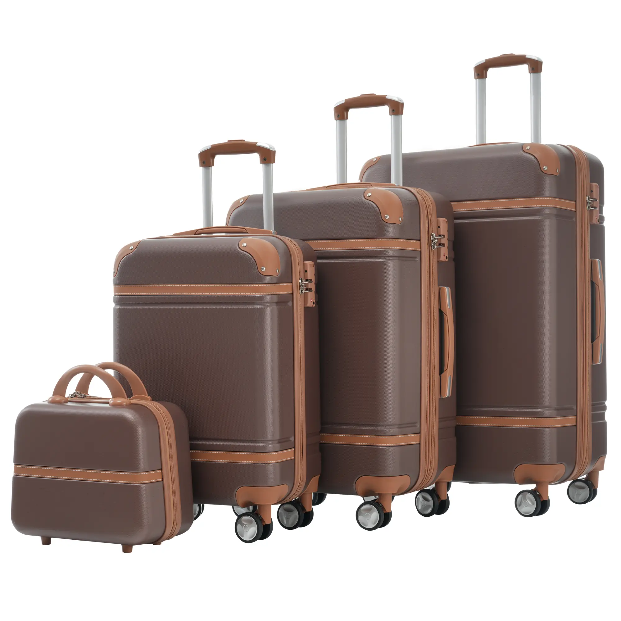 Hard shell Luggage Sets 4 Pieces 20"+24"+28" Luggages and Cosmetic Case Spinner Suit case with TSA Lock Lightweight Expandable Duffel Bag