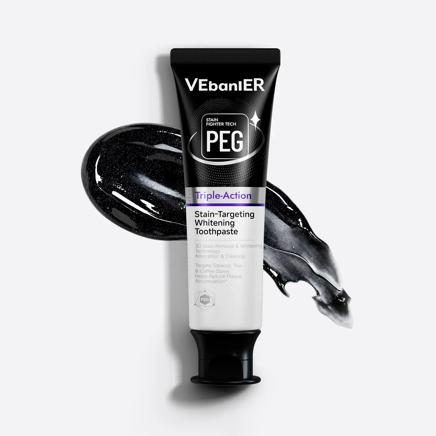 VEbanlER Stain-Targeting Triple-Action Non Fluoride Whitening Toothpaste Formula for Fresh Breath & Brighter Smile teeth Brightening