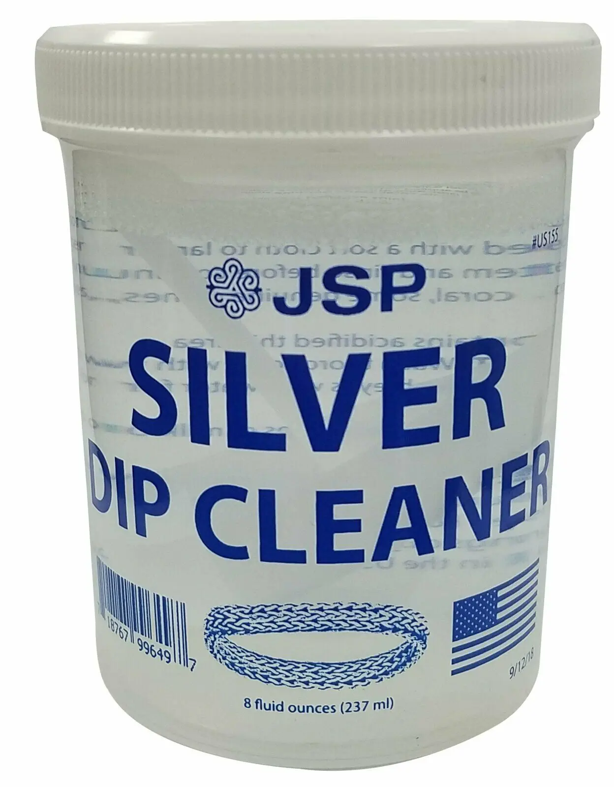 JSP 925 Sterling Silver Precious Metal Dip Cleaner - 8oz Gentle Clean Simple Dip Tarnish Fixer, Quick Shine Solution with Microfiber Cloth for DIY Beading & Jewelry Making Enthusiasts, Preserve