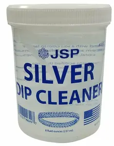 JSP Sterling Silver Dip Cleaner Tarnish Remover 925 Jewelry Cleaning Solution 8oz Household Cloth Microfiber Tool Gentle Formula