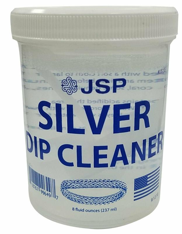 JSP Sterling Silver Dip Cleaner Tarnish Remover 925 Jewelry Cleaning Solution 8oz Household Cloth Microfiber Tool