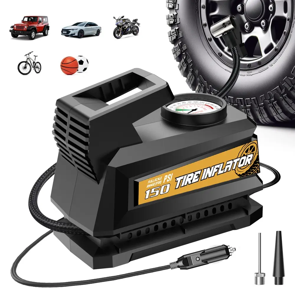 Portable Car Air Pump for Car Tires, 12V Dc Durable Mechanical Tire Inflator, 22 Cylinder 120w High Power Electric Tyre Pump, Tire Inflation Tool (ce Fcc Certified)