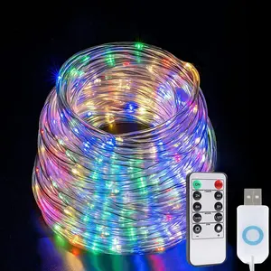 Multi-Colored LED Rope Tube Lights, 66ft 200LED USB Plug-in with Remote, 8-Mode Waterproof Winkle Firefly for Home Party Garden Decor