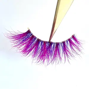 Luxury colored Lashes Pink and Purple Strip Lash with Clear Eyeline Band - Eyelashes Cosmetic