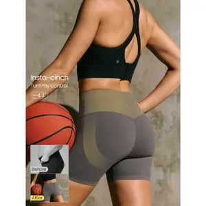 GLOWMODE 4.3''  FeatherFit-Sculpt High-Waist Tummy Control Biker Shorts Gym