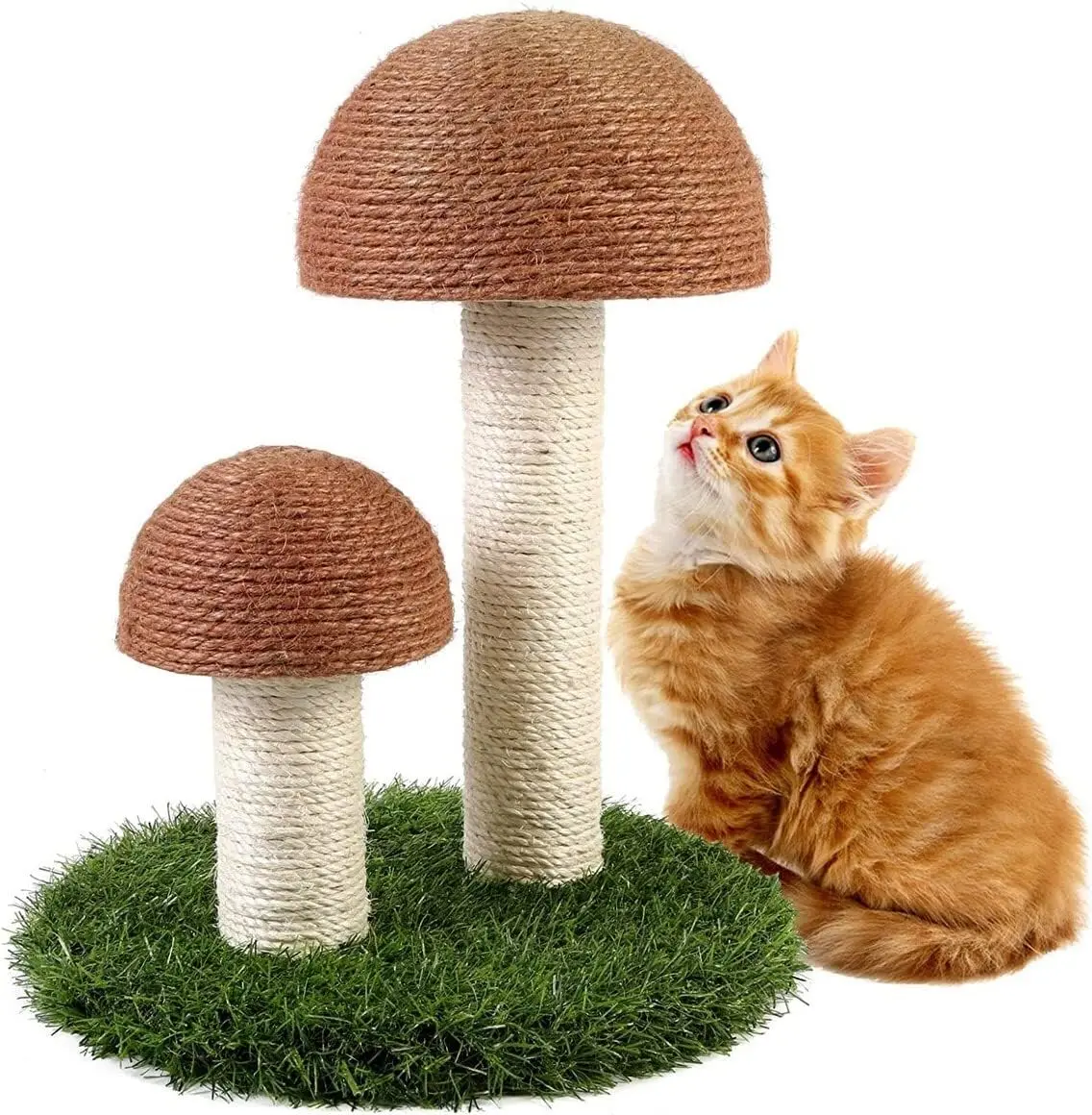 Mushroom Cat Scratching Post 14.2in with Sisal Covered, Cat Claw Scratcher Pole for Kitten, Cat Furniture Scratch Post