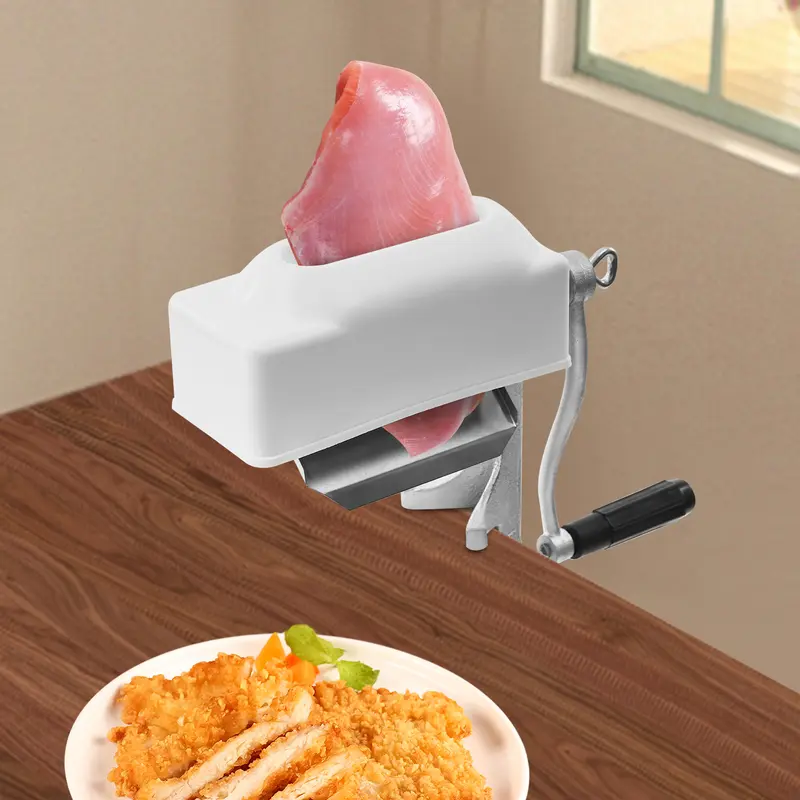 Commercial Manual Meat Tenderizer Machine, Meat Tenderizer Tool, Quick and Easy Pork Beef Chicken Steak Flatten Tool, Stainless Steel Construction Clamp-on Rolling Meat Tenderizer Kitchen Tool Kitchenware Utensils