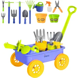 Garden Wagon & Tools Toy Set Premium 15 Pcs Kids Gardening Tools & Wagon Toy Set - Sturdy & Durable - Top Yd, Beach, Sand, Garden Play Set for Kids & Toddlers