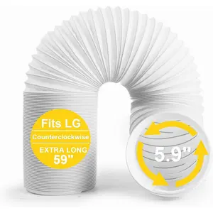Portable Air Conditioner Hose, 5.9" Diameter Anti-Clockwise Thread, Universal Replacement AC Vent Hose Length up to 59" (Does not include coupler)