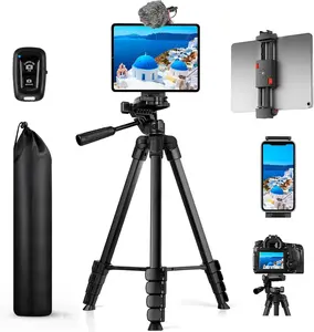 iPad Tripod Stand, 67" Phone Tripod for iPad Tablet Camera with 2 in1 Holder Remote Carry Bag,  Extendable  Stand for Video Recording/Selfies/Live Stream/Vlogging