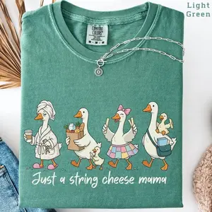 [Sale Up To 50%] Just A String Cheese Mama Era Mama Comfort Colors Shirt, Mother's Day Gift, Trendy Motherhood Graphic Tee, Funny Silly Goose Mom T-Shirt, Graphic Streetwear T-shirt