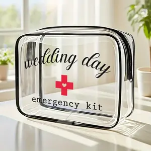 Bride Gift Cosmetics Bags, Wedding Emergency Kit, Weekender Bag for Bride, Bridal Shower Presents, Travel Toiletries & Beach Bag, Makeup Storage Bag, Makeup Organizer Pouch, Transparent Vanity Bag