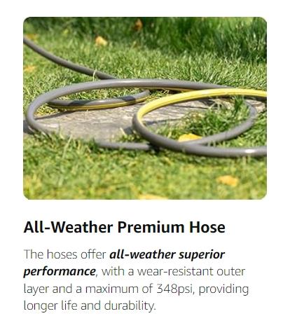 GLAHODEN Upgraded Retractable Garden Hose Reel, 1/2 Inch x 130 ft Wall Mounted Hose Reel, Heavy Duty Garden Hose Reel with 9 Patterns Nozzle, Any Length Lock, Upgraded Slow Return System and 180° Swivel Bracket Automatic Watering Devices