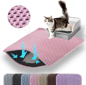 Cat Litter Mat Double Layer Honeycomb"30x22 Inches" Non Slip Waterproof Urine Proof Mat for Floor Kitty Litter Rug Cat Supplies Tray
