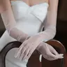European and American New Style Glittering Diamond Bridal Gloves, Elegant and Fairy-like White Formal Wedding Banquet Photoshoot Long Mesh Gloves Fashionable
