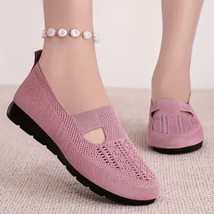 Women's Breathable Knit Cutout Slip-On Flats Lightweight Non-Slip All-Season Comfort Shoes for Indoor & Outdoor Wear Stylish Casual Walking Footwear for Home Shopping Walking & Daily Use Available Slipon Active