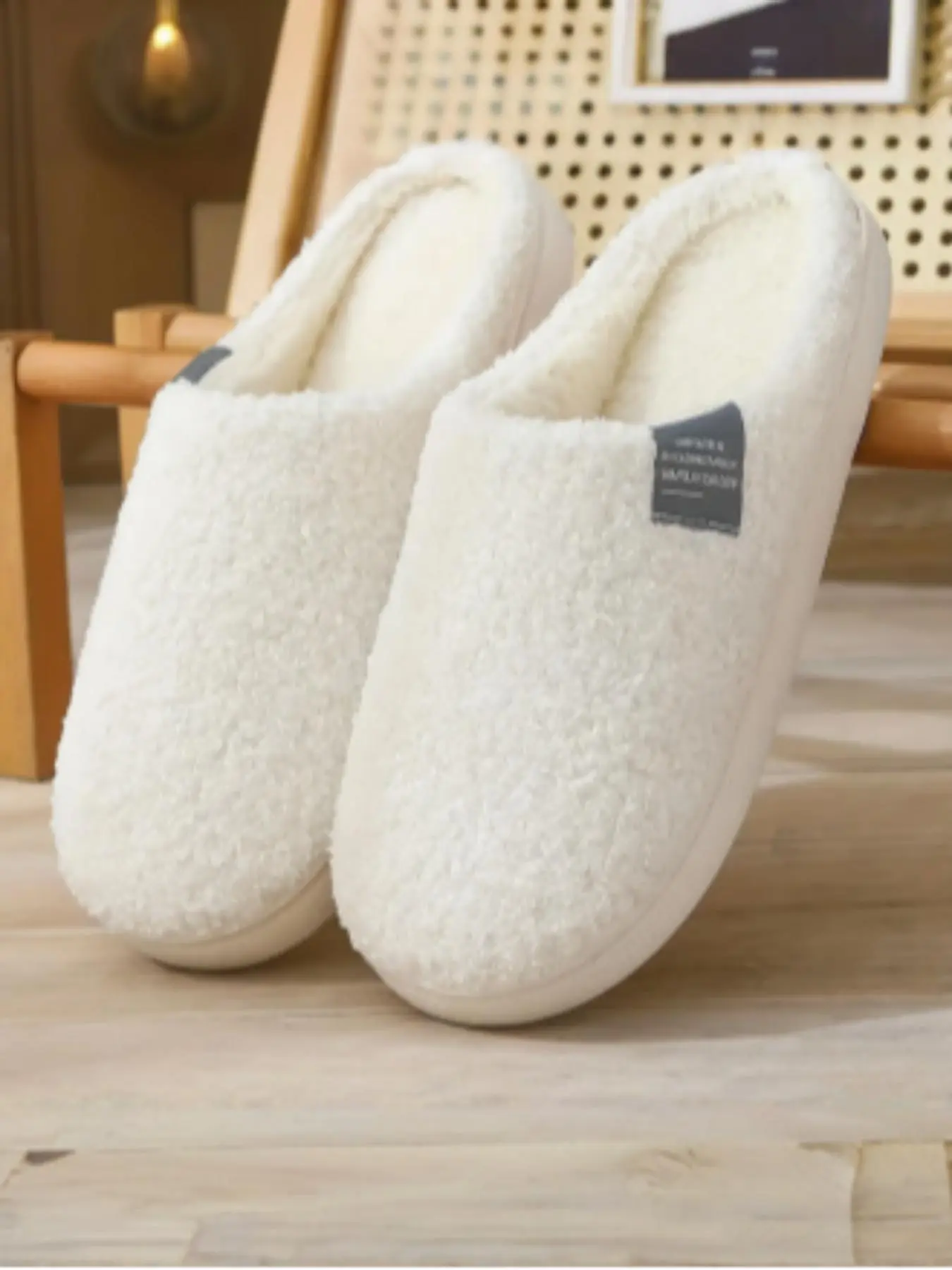 Women's Thick Sole Slippers, House Slippers, Thick Soled Slippers, Fall & Winter Home Footwear, Soft Rubber Bottom, Warm Cotton Lining, Fashionable Letter Pattern, Autumn Winter Slippers