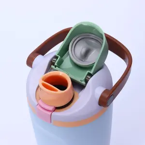 30oz Stainless Steel Insulated Water Bottle with Handle Double Drinking Straw BPA Free Sports Flask for Outdoor Travel