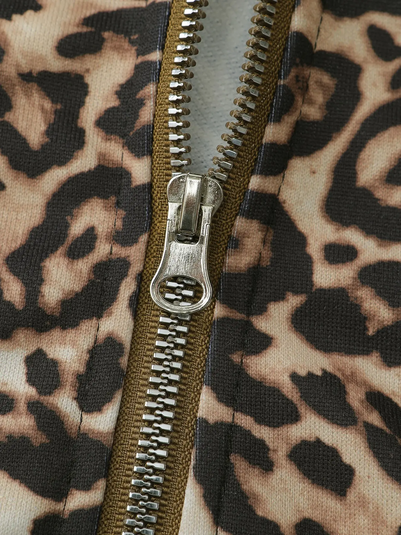 Women's Leopard Print Zip Hoodie, Y2K Vintage Style, Slim Fit Long