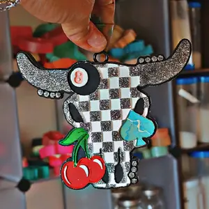 Ranchy Fresh Checkered Bull Car Freshie - Handmade Aroma Beads for Car, Bathroom, Closets & Campers - Luxury Scent Adventure - Decorative & Functional