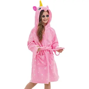 KF5-NG15  Soft Unicorn Hooded Bathrobe Sleepwear - Unicorn Gifts for Girls