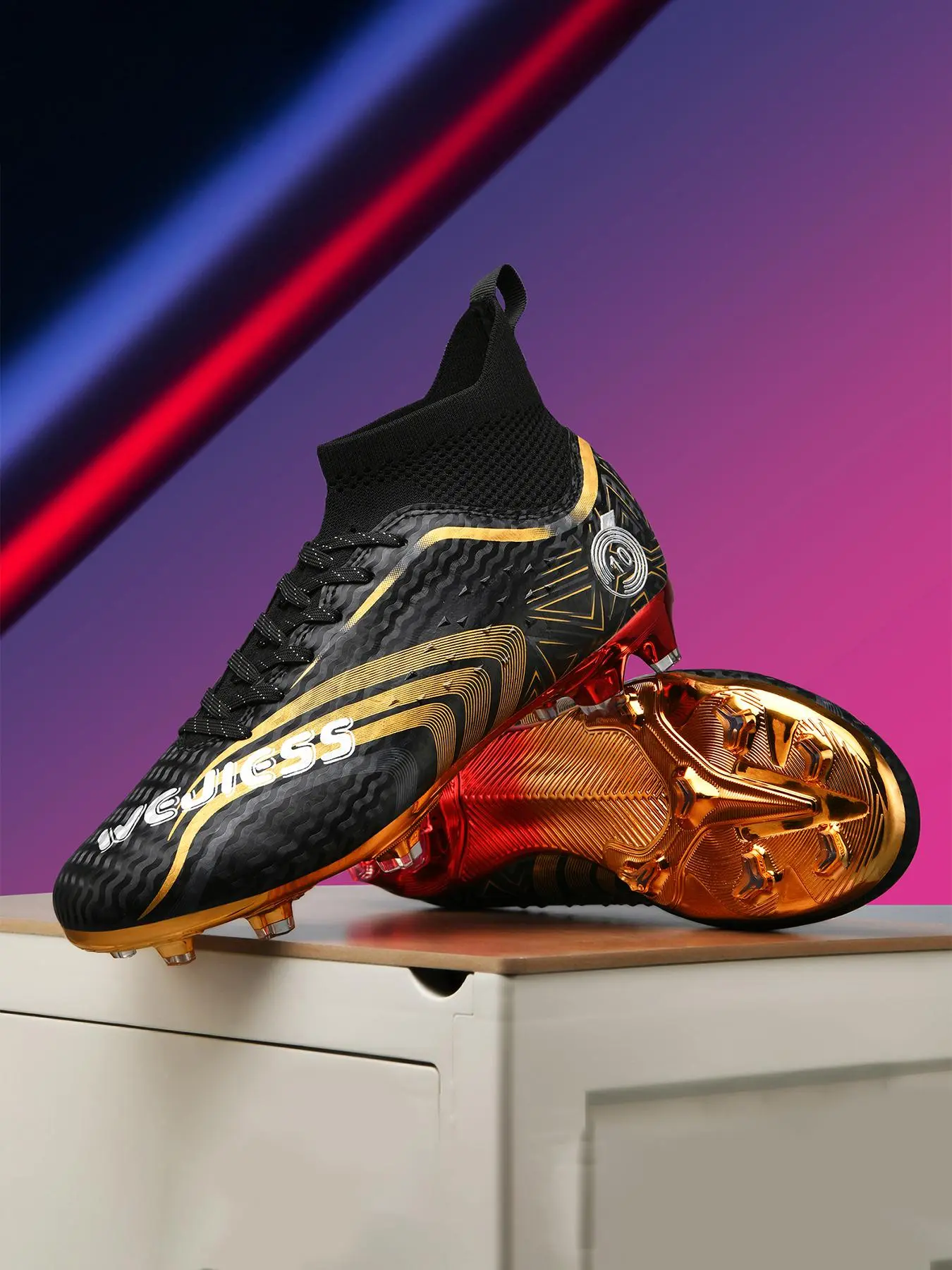 Men's Professional Competition Training Shoes, Breathable High-top Boots, Soccer Shoes, Football Shoes, Classic Sports Soccer Cleats, Athletic Shoes