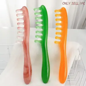 1pc Wide Tooth Comb Head Massager, Resin Material, Round Teeth Design, Gentle, Comfortable Scalp Massage, 4 Colors Available, Single Item Pack