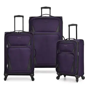 U.S Traveler US08125L 23, 27 & 31 in. Aviron Bay Expandable Softside Luggage Set with Spinner Wheels - Purple - 3 Piece
