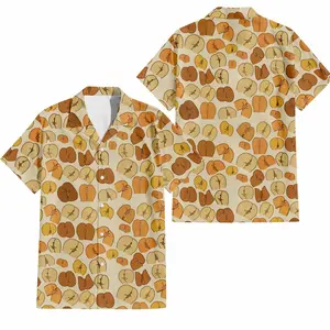 Peach Butt Hawaiian Shirt 100% Polyester, Funny Summer Fruit Print Button Down, Tropical Aloha Party Short Sleeve for Men Women