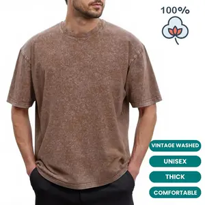 Alimen Mens Vintage Acid Washed T-Shirts Heavyweight Thick 100% Cotton Unisex Short Sleeve Baggy Streetwear Tee, Shape-Retaining Premium Look Non-Deformable Tshirts for Spring & Summer - No More Sagging & Deformation! Memorial Day