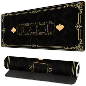 1pc, Texas Hold'em poker table mat, Smooth Rubber Surface Game Play Mat, Tabletop Games - Features a high-quality non-slip surface, black heart design, machine-washable and durable, ideal for home games and office use.