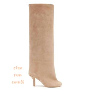 Women's Black Suede Knee High Boots Wide Calf Stiletto High Heel Long Riding Boots for Fashion Dress Autumn Elegant Design Fall Winter Footwear, Women's Shoes, Heels Shoes For Women