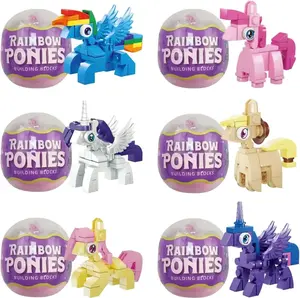 6 Pack Cute Unicorn Capsule Toys, Pony Blind Box Building Blocks for Kids, Fun Surprise Gift for Girls Party & Classroom
