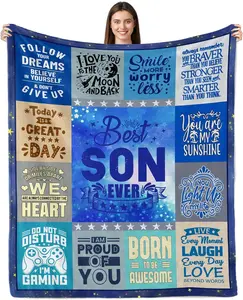 to My Son Blanket from Mom, Son Gifts from Dad, Birthday Gifts for Son from Mom, Son Gift Ideas for Graduation for Son Flannel Throw Blanket