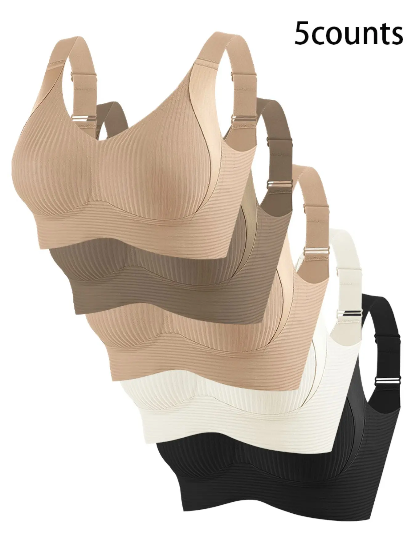 Women's Seamless Wireless Bra Set, Adjustable Wide Straps, No Underwire, No Steel Cup, Breathable Smooth Fabric, Casual Minimalist Daily Wear, Fit, Womenswear, Wireless Padded Bras