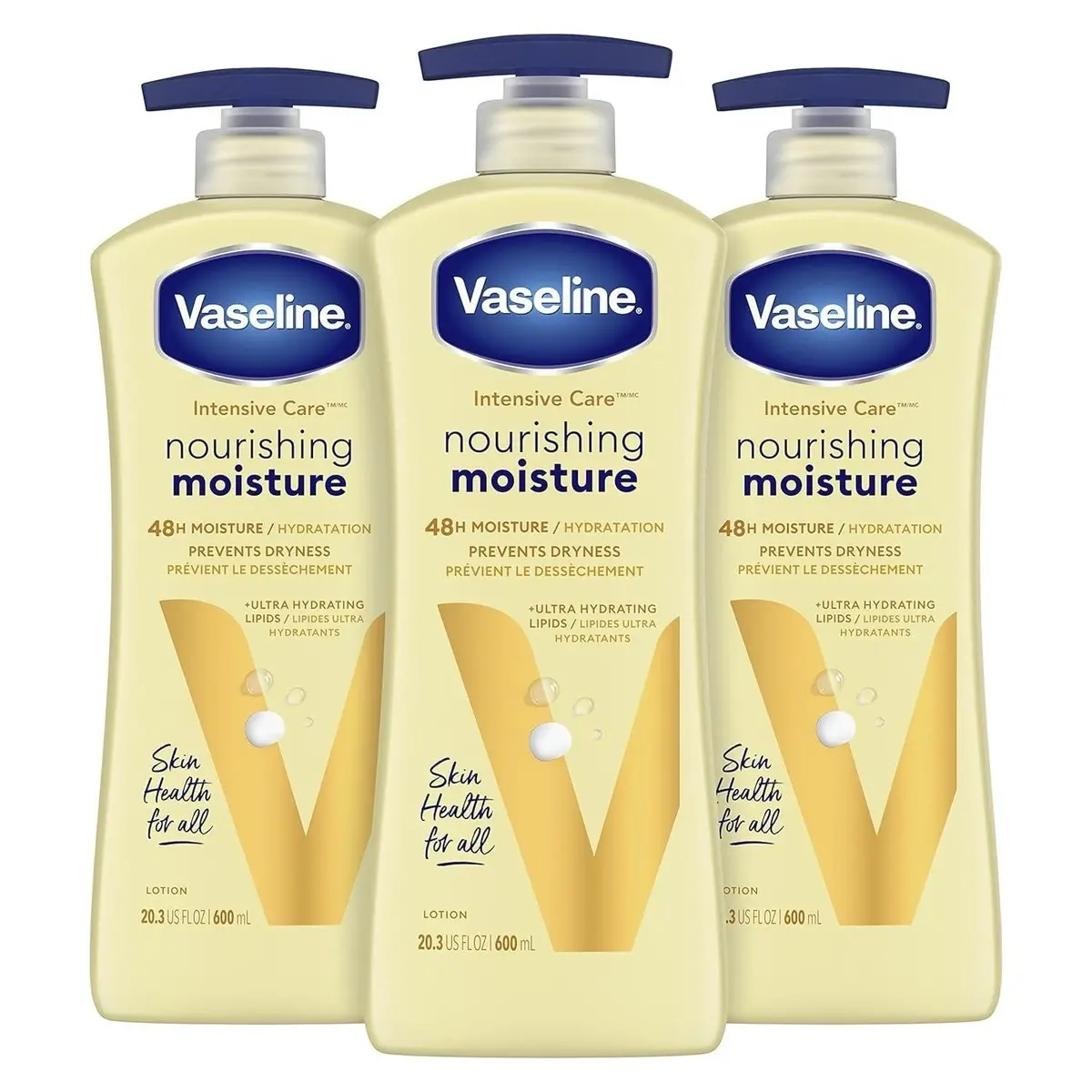 Unilever Vaseline Intensive Care Nourishing Moisture Body Lotion, Daily Hydrating Moisturizer with Oat Extract for Dry Skin, 20.3 oz (3 Pack), & Creams Moist Body Lotions