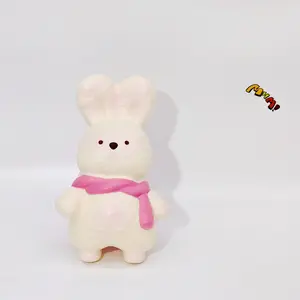 MHM Squishy Series  Pink Scarf Rabbit Stress Relief Toy, made of viscous, moist, soft, and slow-rebound material.