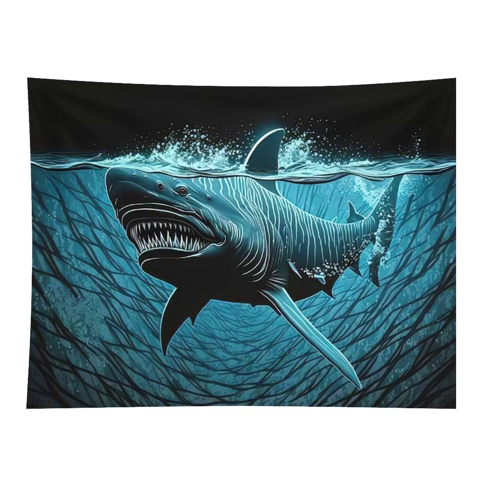 Deep Sea Shark Underwater Tapestry Ocean Wall Hanging Decor