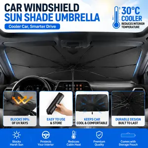 New Style Car Windshield Sun Shade, Retractable Front Windshield Sun Umbrella, Automotive Exterior Accessories, Daily Use Cooling Windshield Sun Shade, Car Sun Visor, Window Sun Shade, Universal Fit for Most Vehicles, UV Protection