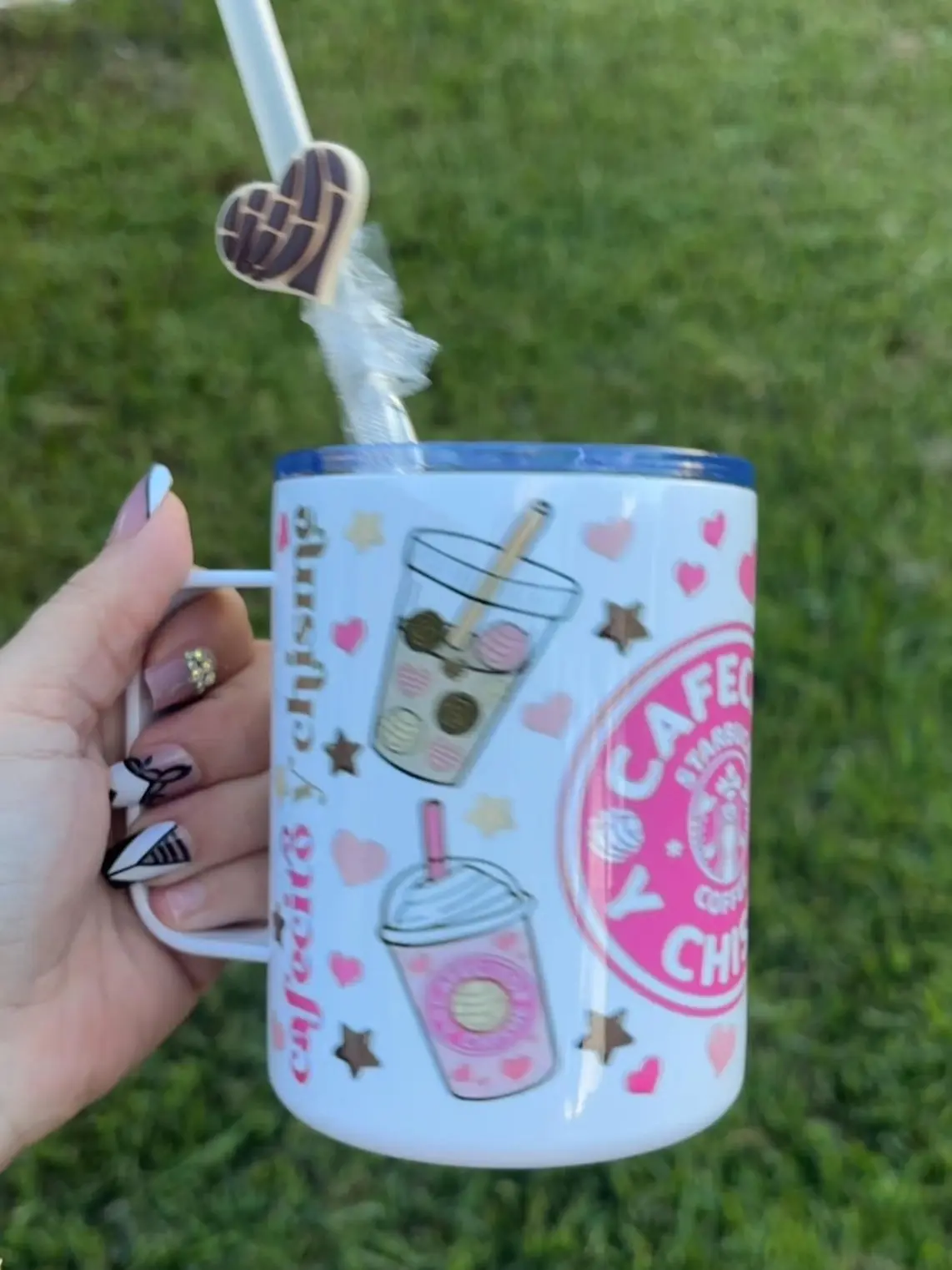 12oz metal coffee mug Cafecito y chisme. Chisme y cafe mug. Comes with lid  and straw double walled stainless steel - TikTok Shop