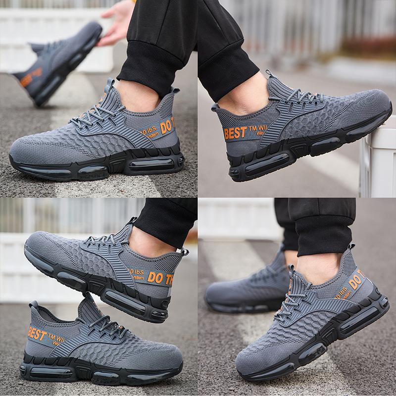 Hot seller for 2026! Men’s ultra-light steel toe safety shoes—impact resistant and puncture-resistant, breathable so feet don’t get stuffy, non-slip even in rain—an essential for work sites!