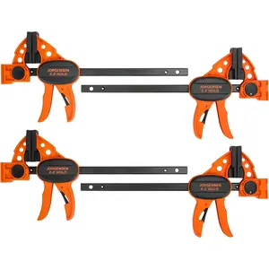 6" Bar clamps for woodworking - 4-Pack, One-Hand Light Duty E-Z Hold Spreader Clamp, 150 lbs Capacity, Versatile and Easy-to-Use Design