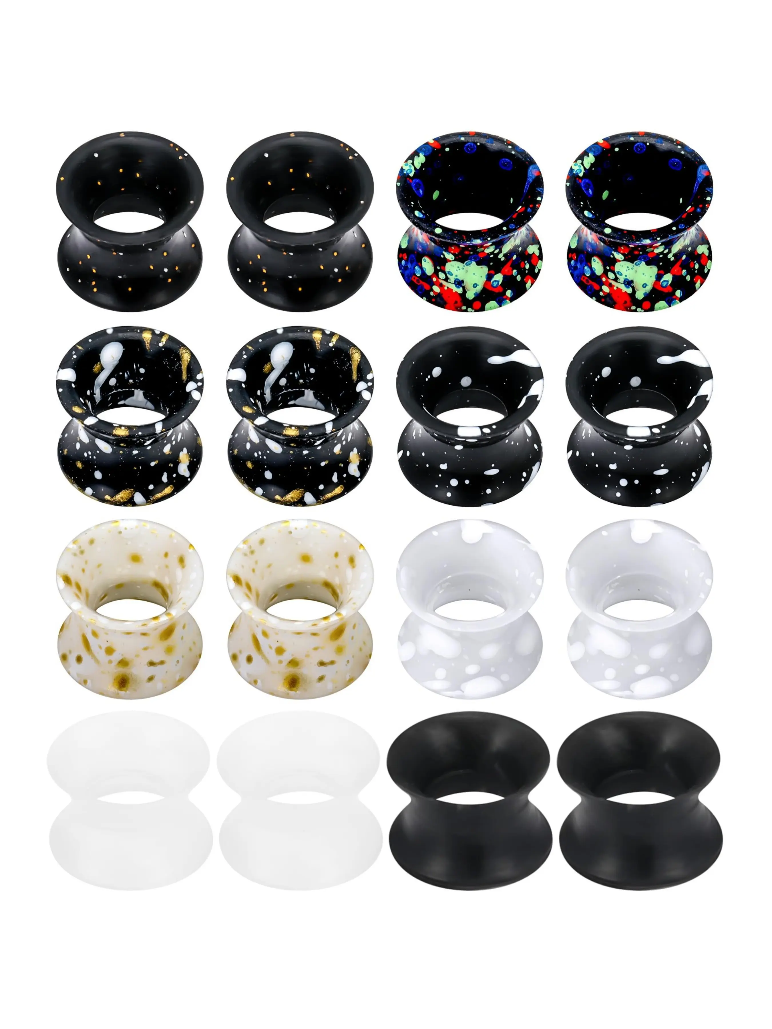 Silicone Ear Gauges Minimalist Tunnels Plugs Earlobe for Ears Women Men Earrings Pair Set Size 4-20mm Double Gage Retainer Stretching Kit Starter Stretchers Expander