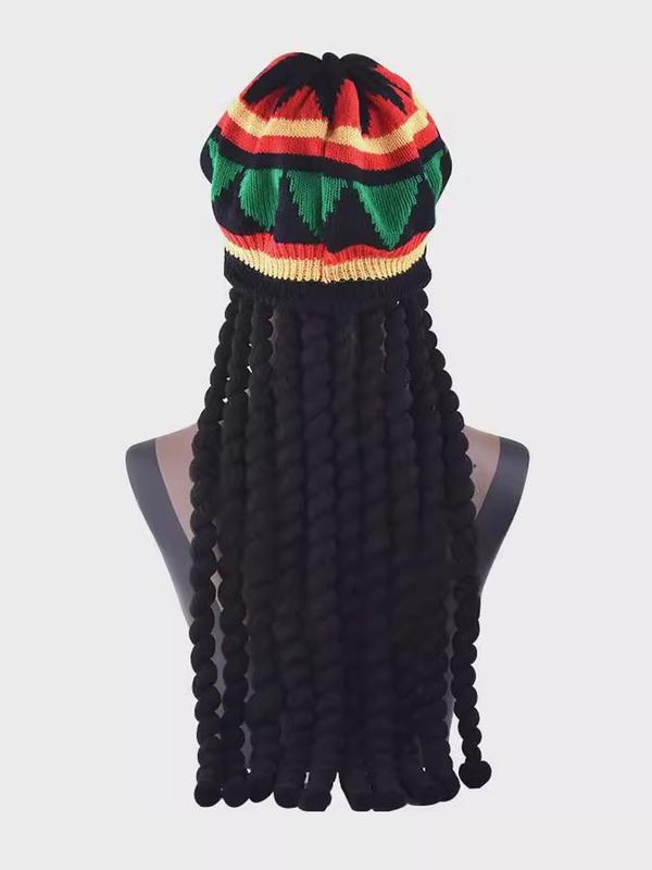 1pc Jamaican Rasta Hat with Black Dreadlocks Braids | Party Costume Wig Accessory