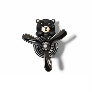 Refreshing Pilot Bear Car Air Freshener with Rotating Propeller – Lemon Scent